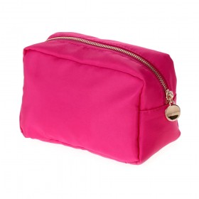 Nylon Cosmetic Bag with Gold Plating Metal Zipper and Puller-Fuchsia Color  - BG-HM1012FU